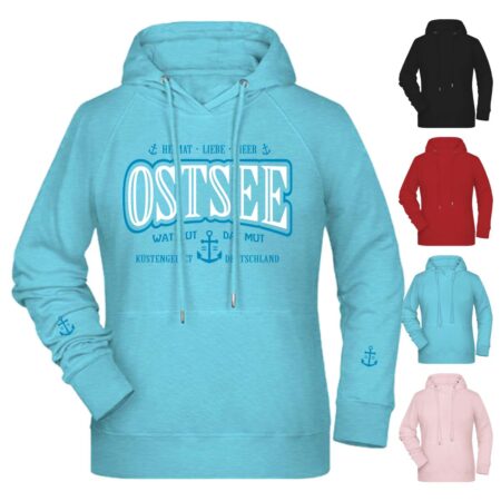 Hoodie Damen OSTSEE hellblau bis 6XL