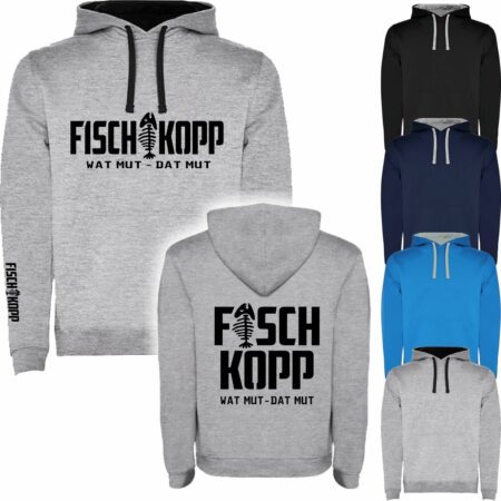 Hoodie Fischkopp bis 5XL grau