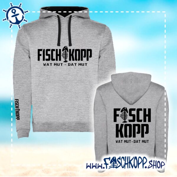 Hoodie Fischkopp bis 5XL grau – Bild 2