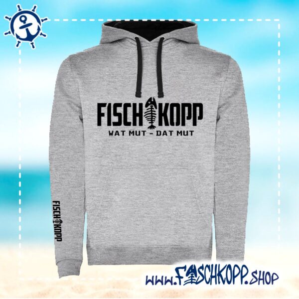 Hoodie Fischkopp bis 5XL grau – Bild 3