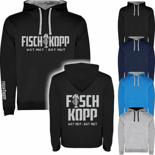 Hoodie Fischkopp bis 5XL schwarz