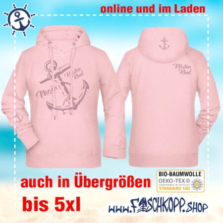 Hoodie Moin-Anker-Küstenkind Shirt rose / Druck altrosa