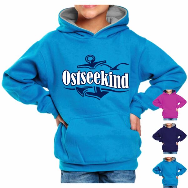 Kinder Kapuzenshirt #384 Ostseekind Anker-Welle – Bild 2