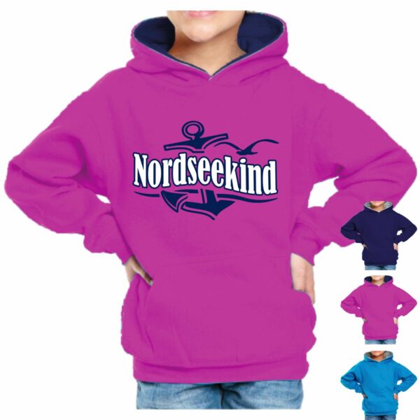 Kinder Kapuzenshirt #385 Nordseekind Anker-Welle – Bild 2