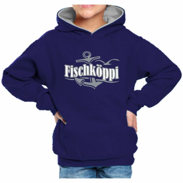 Kinder Kapuzenshirt #387 Fischköppi Anker-Welle – Bild 4