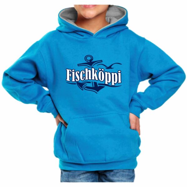 Kinder Kapuzenshirt #387 Fischköppi Anker-Welle – Bild 5