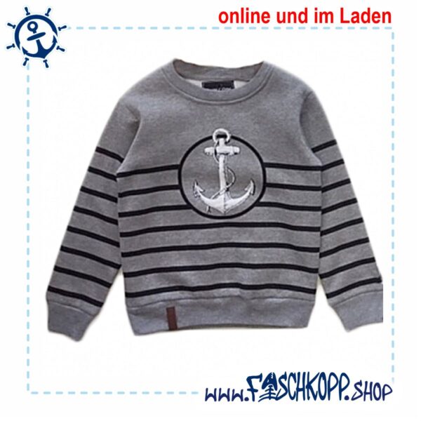 Kinder-Sweatshirt Anker mit Streifen Grau