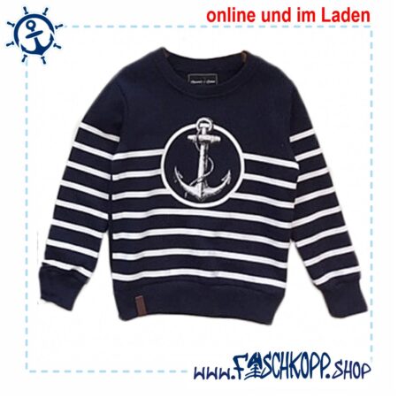 Kinder-Sweatshirt Anker mit Streifen Navy