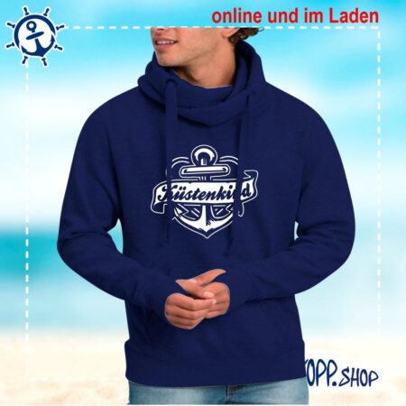 Kreuzkragen Kapuzenshirt Küstenkind Ankerband Herren navy #325