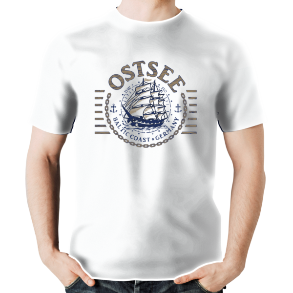 T-Shirt #446  Ostsee Segelschiff weiss - XS bis 6XL