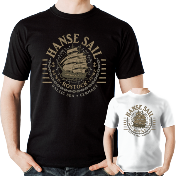 T-Shirt #460 - Hanse Sail Rostock Segelschiff-Windrose - XS bis 6XL – Bild 3