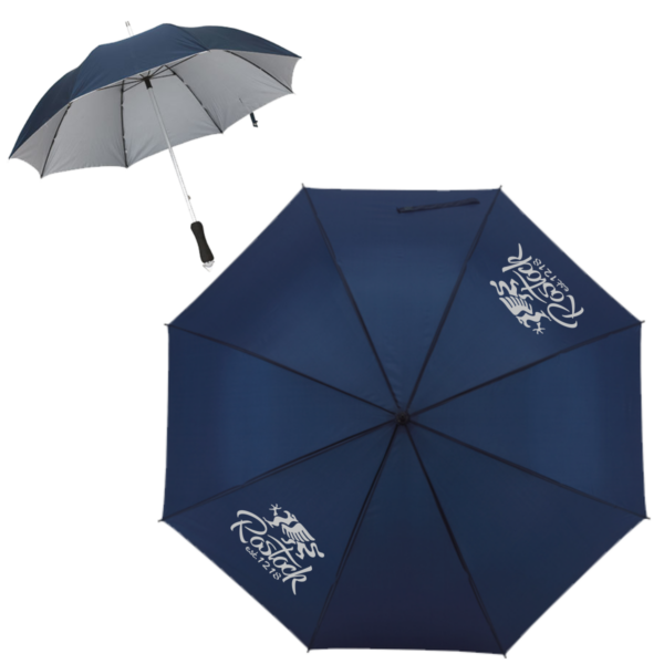 Regenschirm navy-silber mit Aufdruck Rostock Greif #239