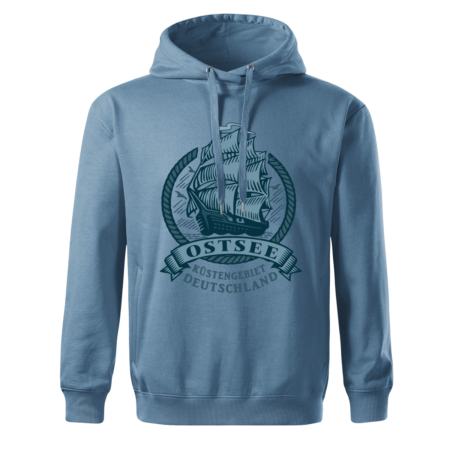 Hoodie Ostsee Segelschiff - denim-blau #462