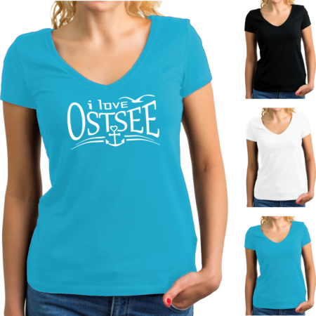 Damen T-Shirt mit Elastan - Motiv: I love Ostsee #413