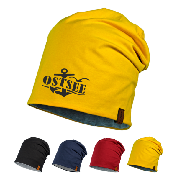 Wende-Beanie - Jersey Mütze OSTSEE - div. Farben